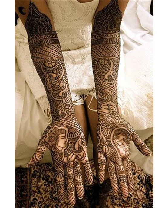 Glamorous Geometric Front Full Hand Mehndi Design Style